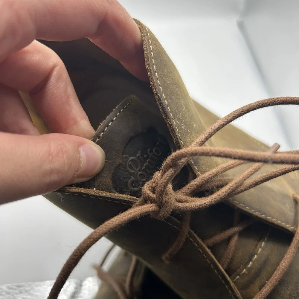 Dr. Comfort Ruk Chukka Boots Men's Size 11.5 W Brown Leather Lace Up Square Toe